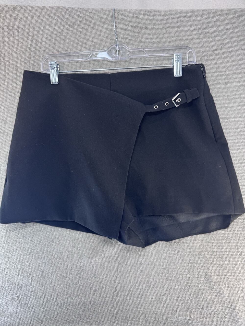 ZARA Black Wrap Skort Women’s Large Buckle Mini Shorts Skirt EU L USA L